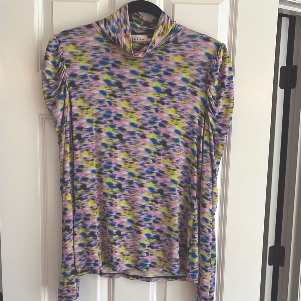 Tanya Taylor Marion Graphic Print Long Sleeve Top Size L